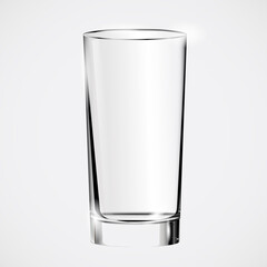 Glass transparent empty glass for juice of a simple cylindrical shape. Vector illustration isolated on white transparent background.