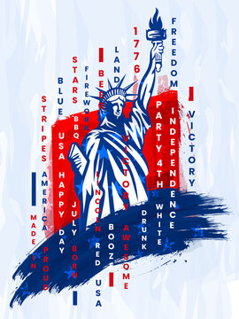 USA, Statue of liberty with grunge, vintage design aesthetic with typography
