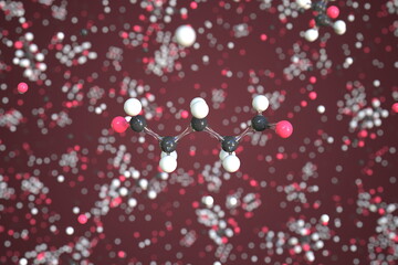 Molecule of glutaraldehyde, conceptual molecular model. Scientific 3d rendering