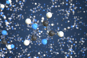 Imidazole molecule made with balls, conceptual molecular model. Chemical 3d rendering