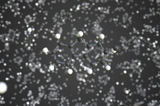 Fluorene molecule made with balls, scientific molecular model. Chemical 3d rendering