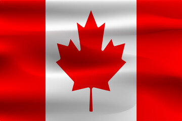 A beautiful flag of Canada. Beautiful wrinkles of flying flag fabric.