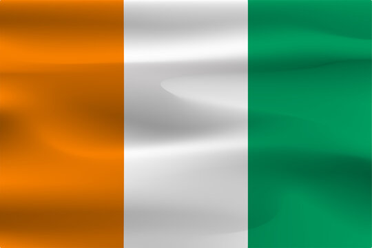 The flag of Ivory Coast is wrinkled, blown in, beautiful, has a shadow weight.