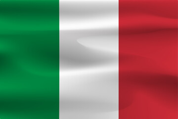 The flag of Italy is wrinkled, blown up, beautiful, has the weight of shadow.
