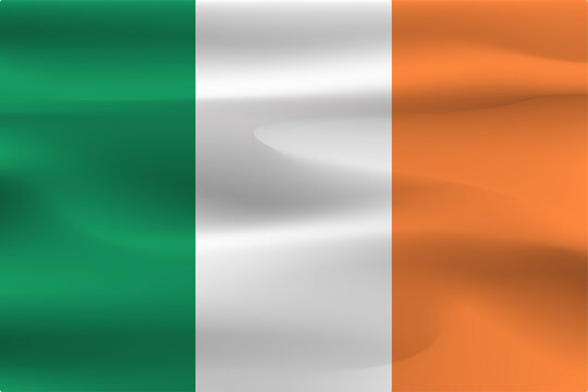 The flag of Ireland is beautifully wrinkled with a weight of shadow.
