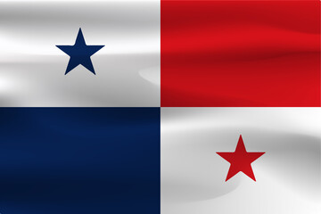The flag of Panama is beautiful, the wrinkles of the flag fabric fly in the wind.