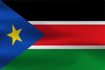 The flag of South Sudan is beautifully wrinkled with a weight of shadow.
