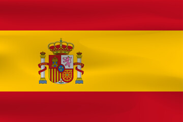 Country flag Spain with beautiful wrinkles and shiny weight.
