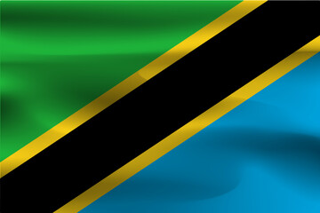 The flag of Tanzania is beautiful, wrinkled with flying flags.