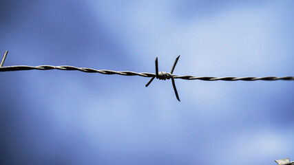 barbed wire against a gloomy sky