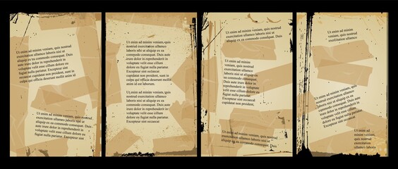 Obraz premium Set of old pages with sticky tape