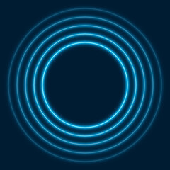 Abstract neon background, with blue glowing circles, vector illustration.