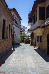 Fototapeta premium Antalya, Turkey 05.20.2021: Streets in the center of the old city of Antalya in Turkey uncrowded