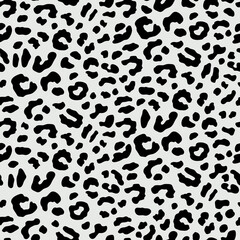 Animal Print With Hand Drawn Black Spots On Gray Background. Leopard Vector Seamless Repeat Pattern For Fashion, Textiles, Fabric, Home Décor.