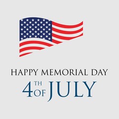 Happy Memorial Day american vector illustration design. National american holiday illustration with USA flag