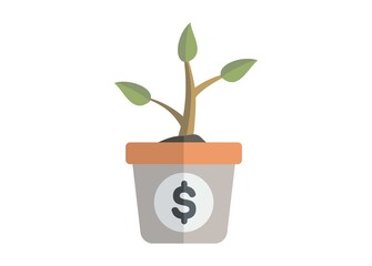 Growing plant. Investment concept. Simple flat icon.