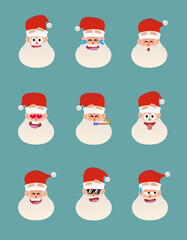 Santa claus set of emotions face expression character