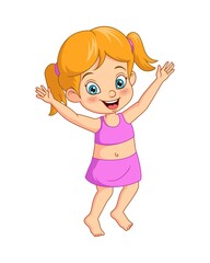 Cartoon little girl in swimsuit