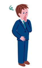 考え事をしているスーツを着た男性のイラスト