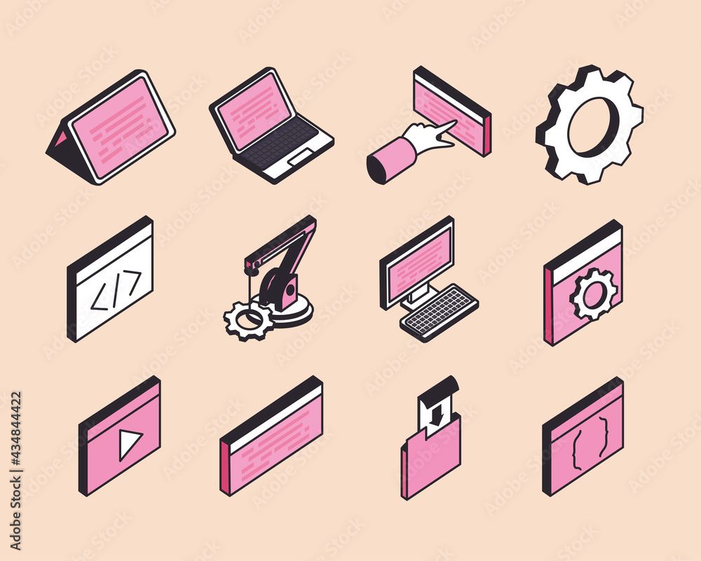 Poster web development icon set