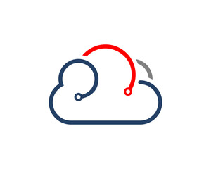 Cloud with circuit tech logo