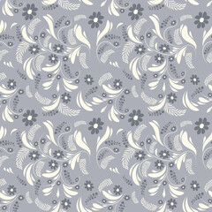 Folk floral art pattern Flowers abstract surface design Seamless pattern