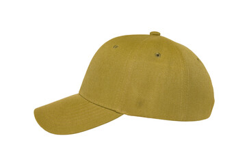 Baseball cap color khaki close-up of side view on white background
