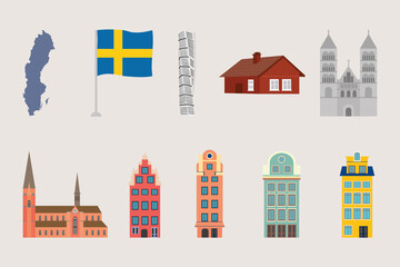 sweden icon set - obrazy, fototapety, plakaty