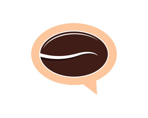 Coffee beans inside the bubble chat logo