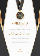 diploma certificate template black and gold color with luxury and modern style vector image. - obrazy, fototapety, plakaty