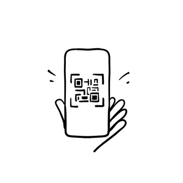 Hand Drawn Doodle Scan Qr Code Illustration Vector Isolated Background