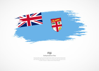 Happy independence day of Fiji with national flag on grunge texture