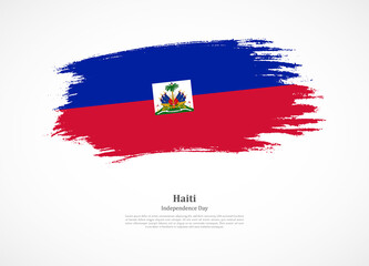 Happy independence day of Haiti with national flag on grunge texture