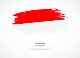 Happy independence day of Indonesia with national flag on grunge texture