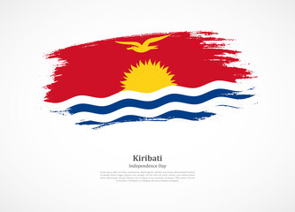 Happy independence day of Kiribati with national flag on grunge texture
