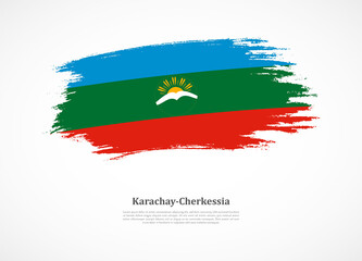Happy national day of Karachay-Cherkessia with national flag on grunge texture