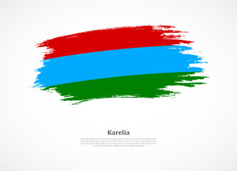 Happy national day of Karelia with national flag on grunge texture