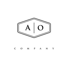 initial AO logo design vector