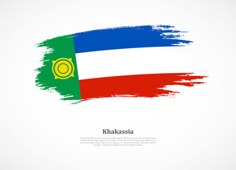 Happy national day of Khakassia with national flag on grunge texture