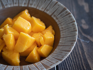 甘くて美味しいカットフルーツのマンゴー。