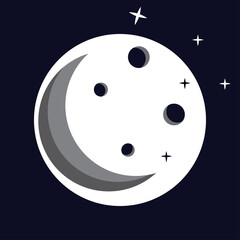 Moon icon vector. Moon an star icon. Logo illustration on white background. Flat design style.