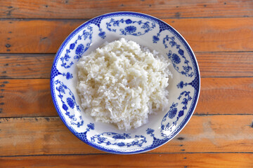 Steam rice is local usually food every day meal of Thai people.