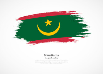 Happy independence day of Mauritania with national flag on grunge texture