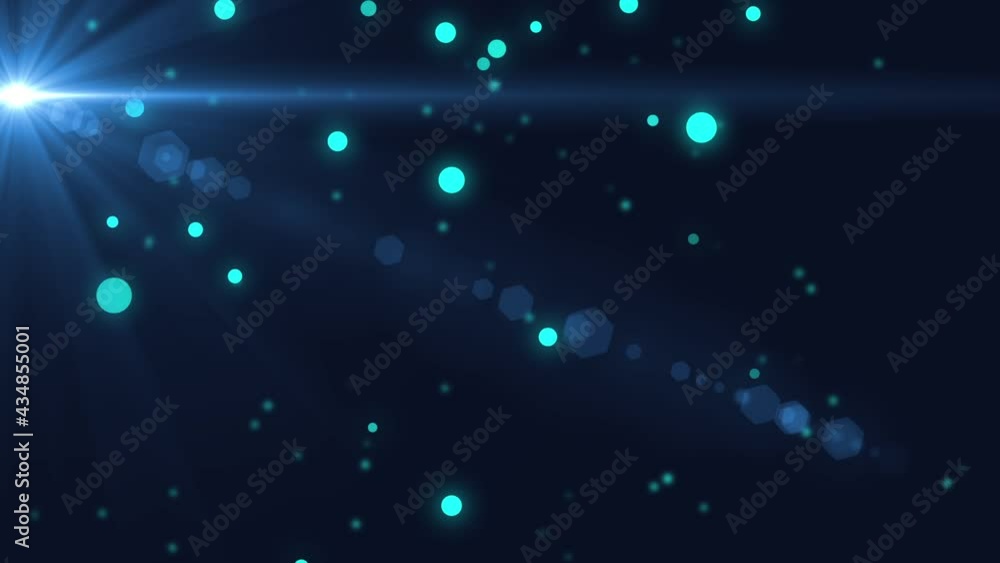 Wall mural blue floating forward particle with moving flare background