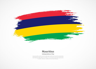 Happy independence day of Mauritius with national flag on grunge texture