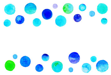 青色の水玉模様　【水彩】