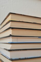 Stack books close-up.Reading books.School time. Education and knowledge concept.