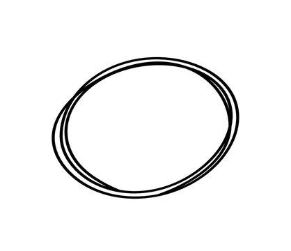 Abstract black oval as line drawing on white as background. 