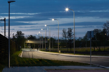 safety empty street with modern LED street lights - 434856618