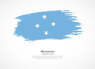 Happy independence day of Micronesia with national flag on grunge texture